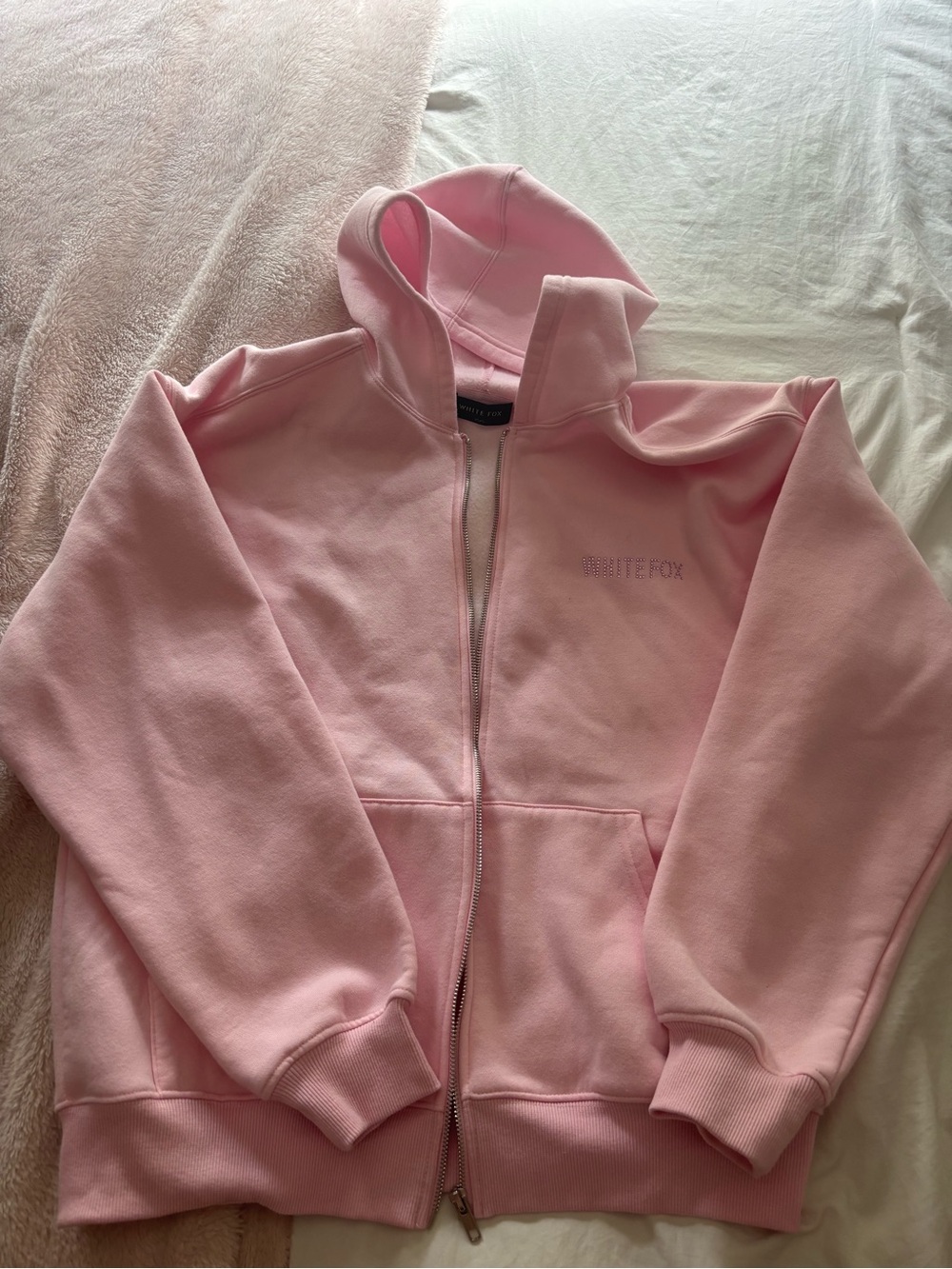 White Fox Boutique Light Pink Full-Zip Hoodie